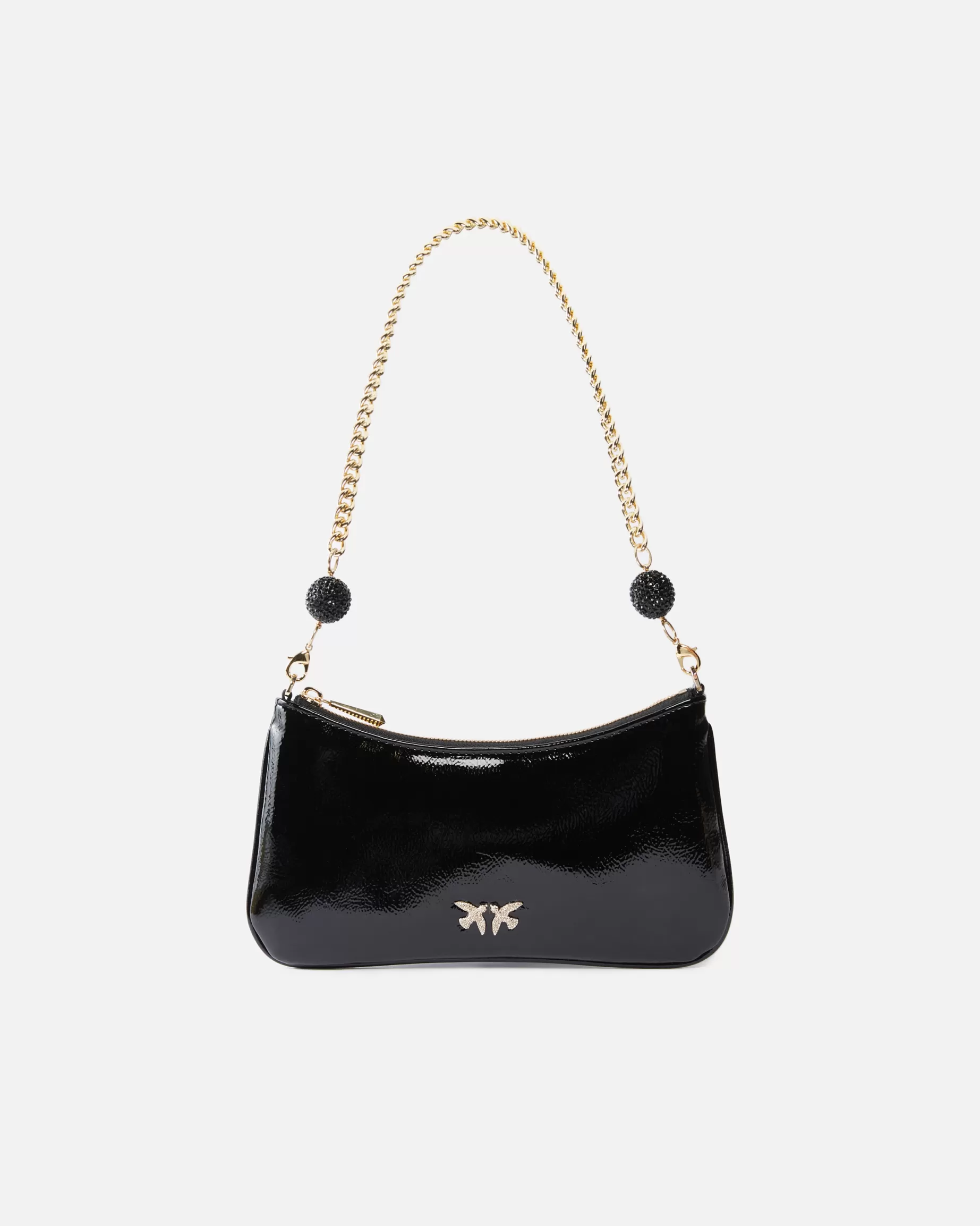 PINKO Torebki Na Ramię | Mini Bags | Torebka kopertowa na ramię lakierowana BLACK-GOLD