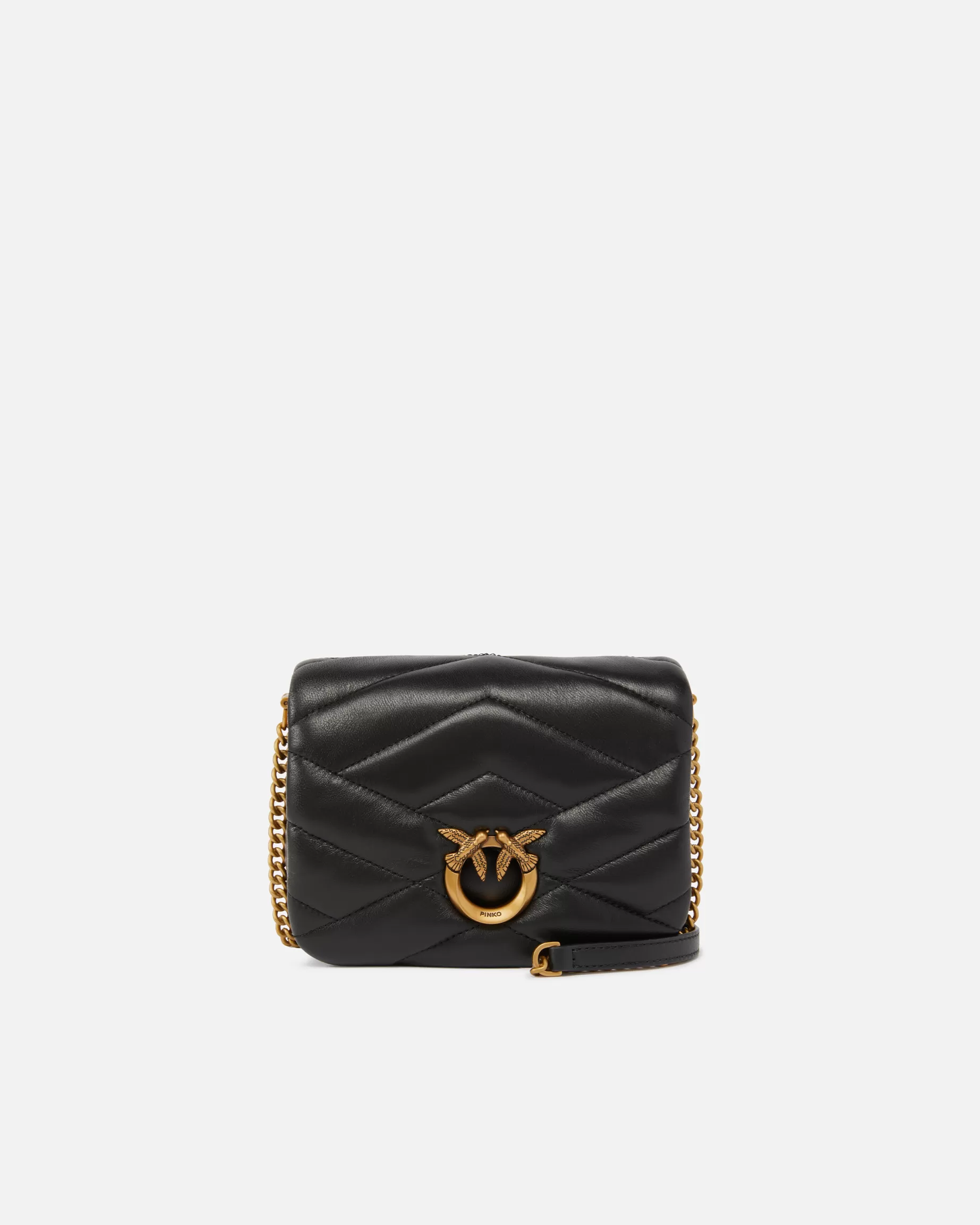 PINKO Torebki Przewieszane Przez Ramię | Mini Bags | Torebka na pasku Baby Love Bag Puff z pikowanej nappy CZARNY-ANTIQUEGOLD