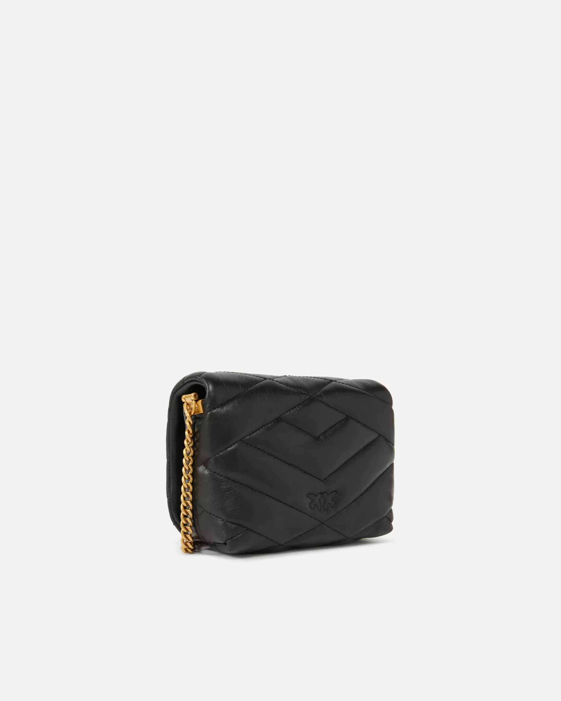 PINKO Torebki Przewieszane Przez Ramię | Mini Bags | Torebka na pasku Baby Love Bag Puff z pikowanej nappy CZARNY-ANTIQUEGOLD