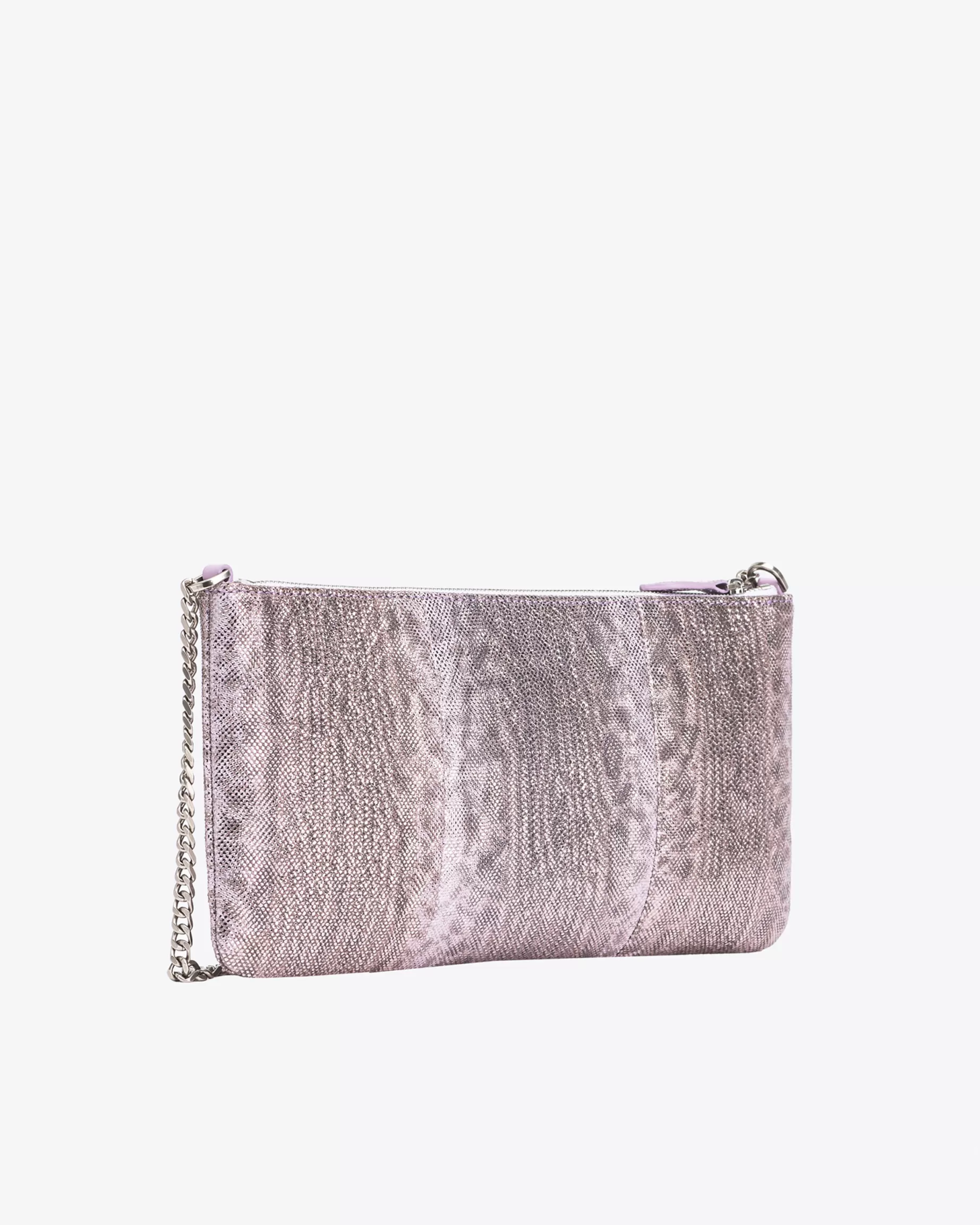 PINKO Limited Edition | Torebka na ramię Horizontal Flat Bag brokatowy wąż Galleria LILIOWY-STARESREBRO