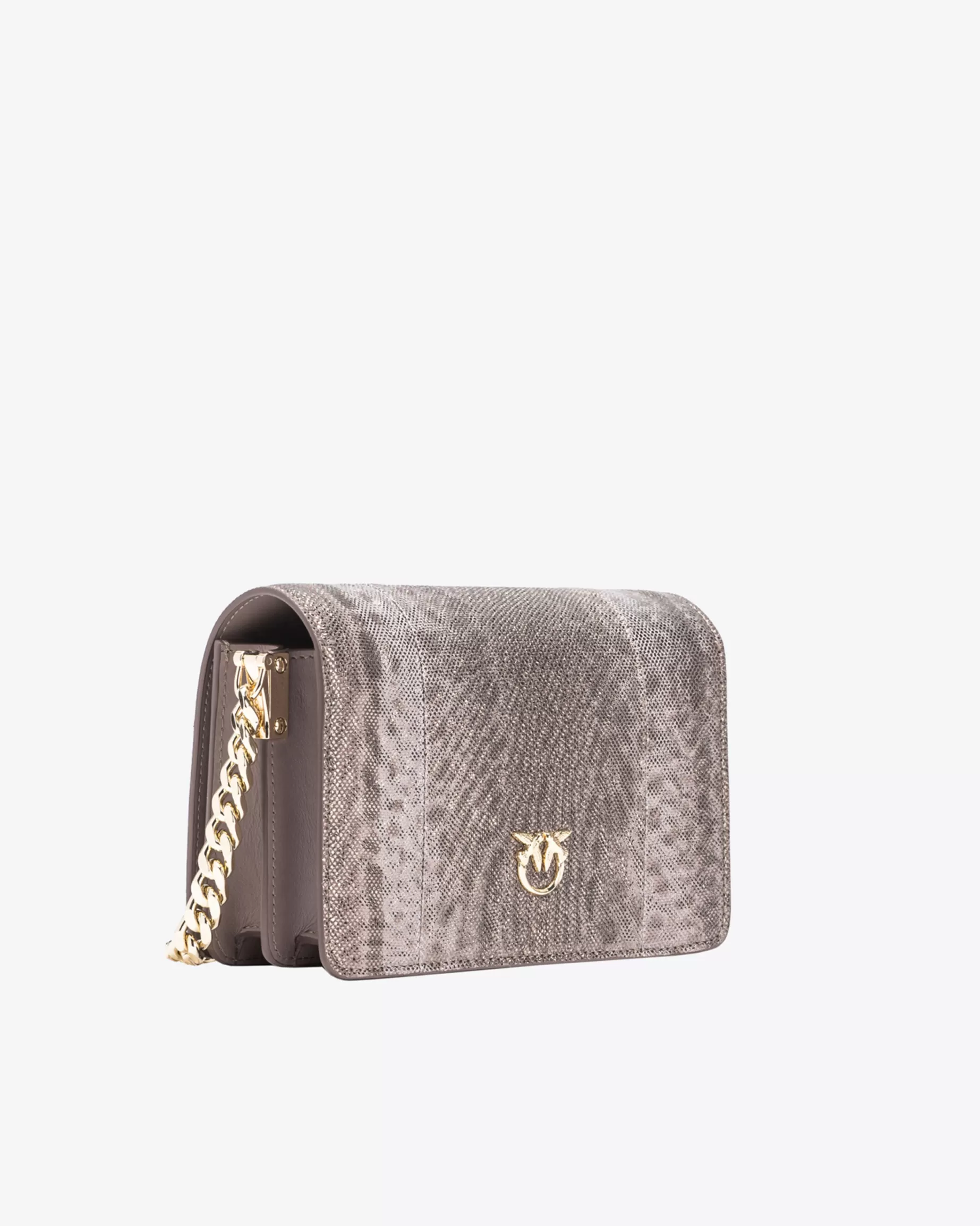 PINKO Love Bag Click | Limited Edition | Torebka na ramię Mini Click brokatowy wąż Galleria BEŻOWY-ŻELAZNY-JASNEZŁOTO