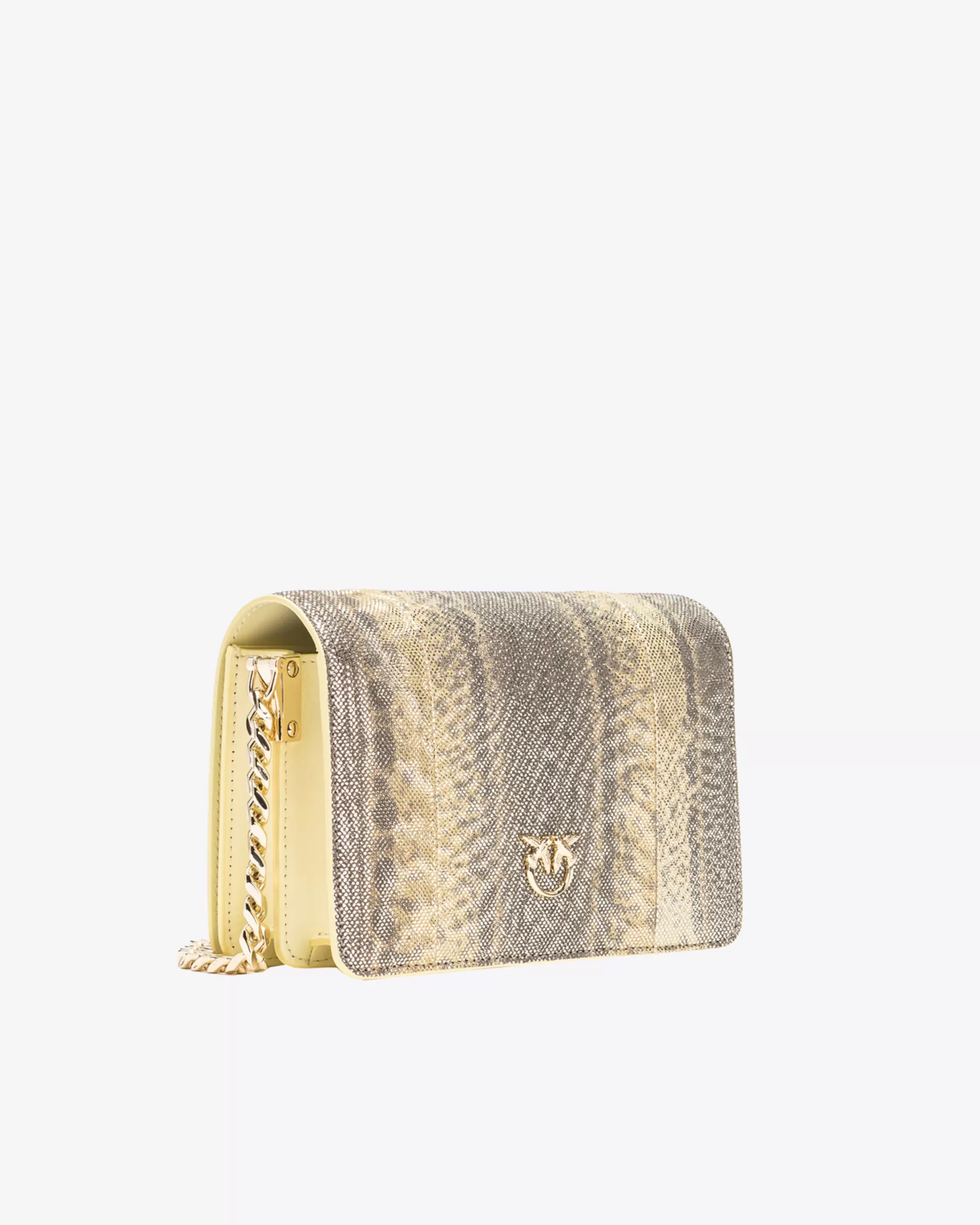 PINKO Love Bag Click | Limited Edition | Torebka na ramię Mini Click brokatowy wąż Galleria SIANO-JASNEZŁOTO