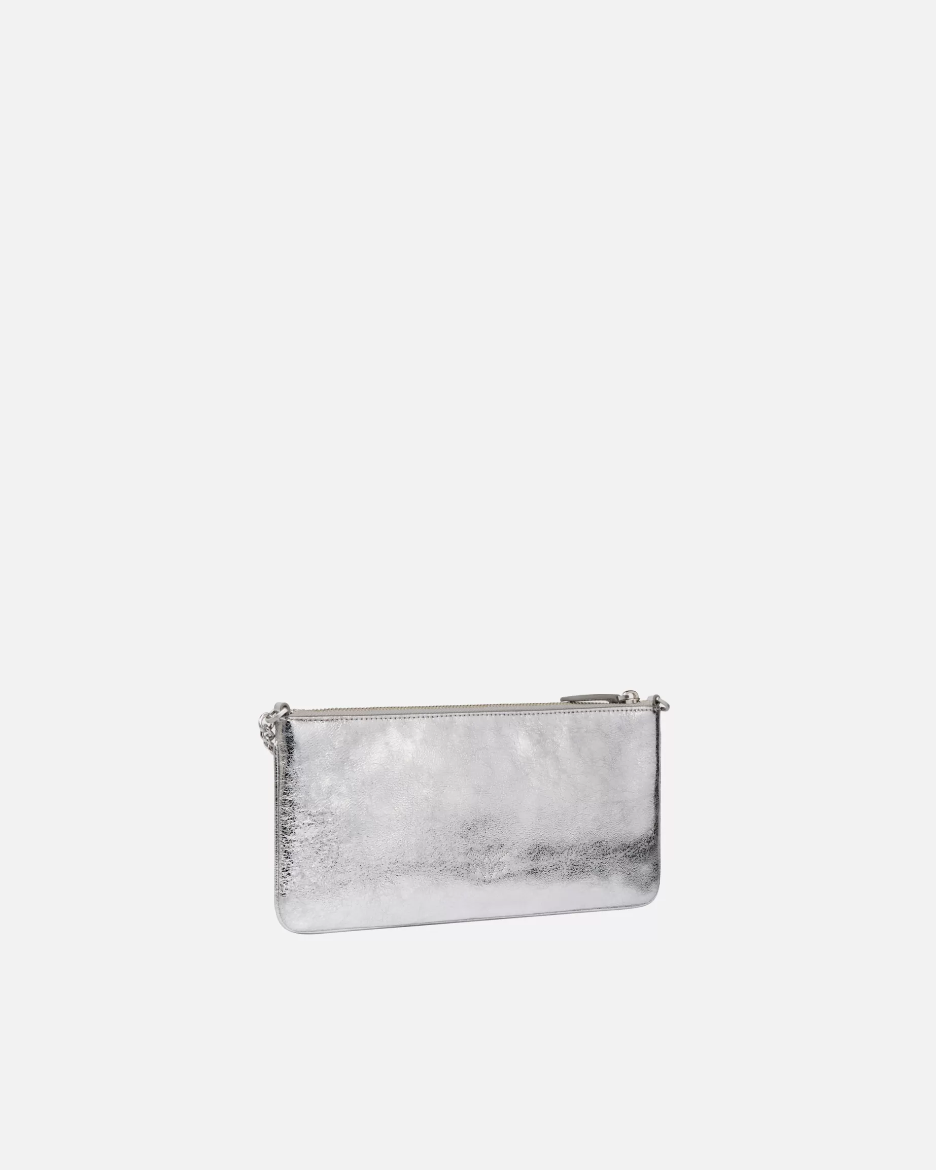 PINKO Torebki Na Ramię | Mini Bags | Torebka saszetka z laminowanej skóry z paskiem na ramię SREBRNY-PALONESREBRO