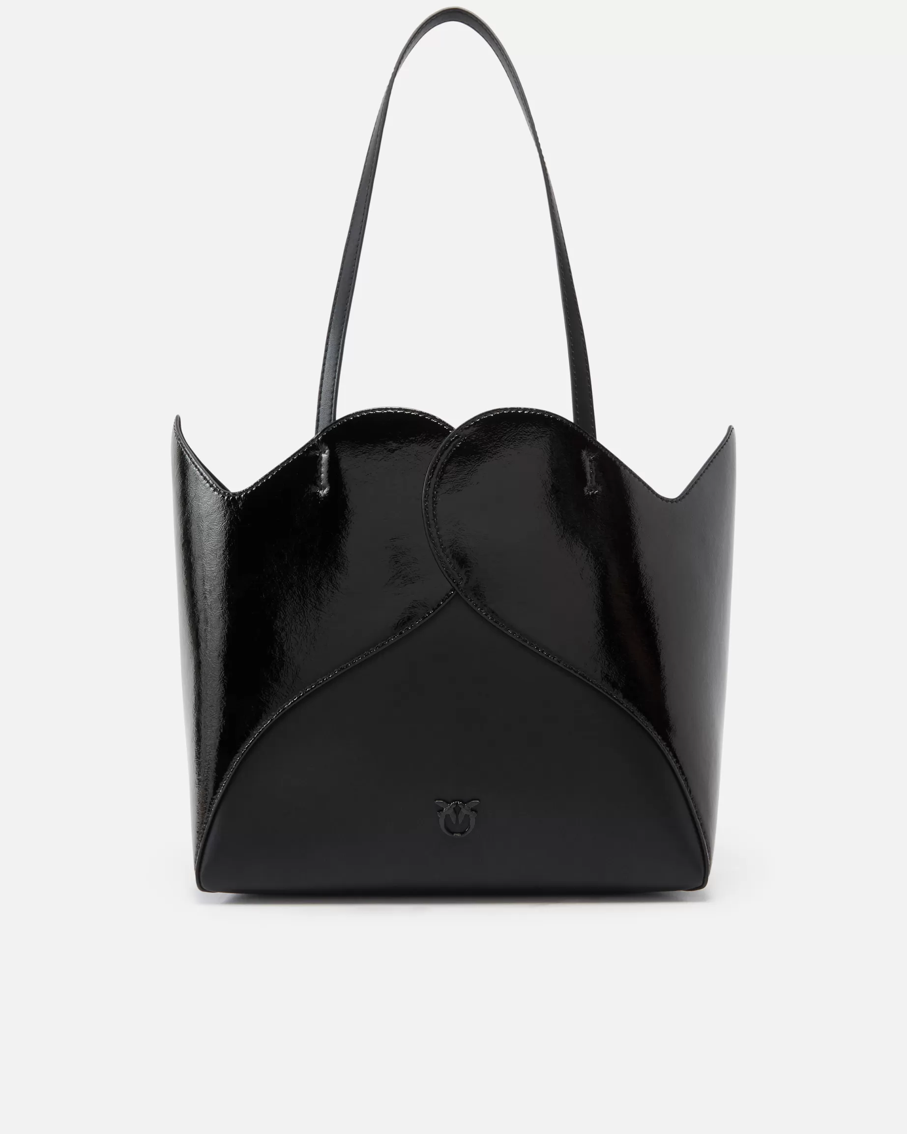 PINKO Nowości | Torby Zakupowe | Torebka shopper Heart z błyszczącej i matowej skóry LIMUZYNOWACZERŃBLOCKCOLOR