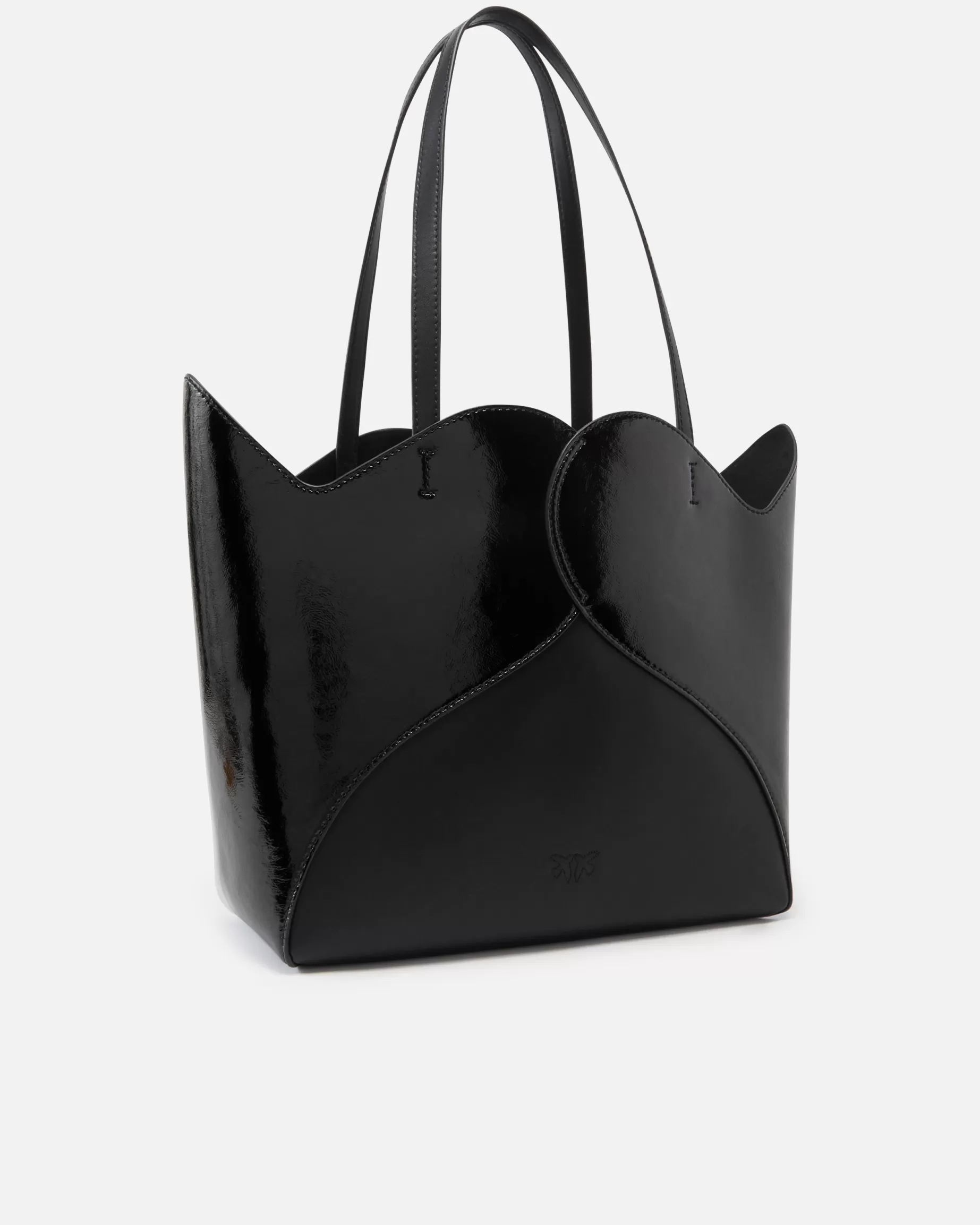 PINKO Nowości | Torby Zakupowe | Torebka shopper Heart z błyszczącej i matowej skóry LIMUZYNOWACZERŃBLOCKCOLOR