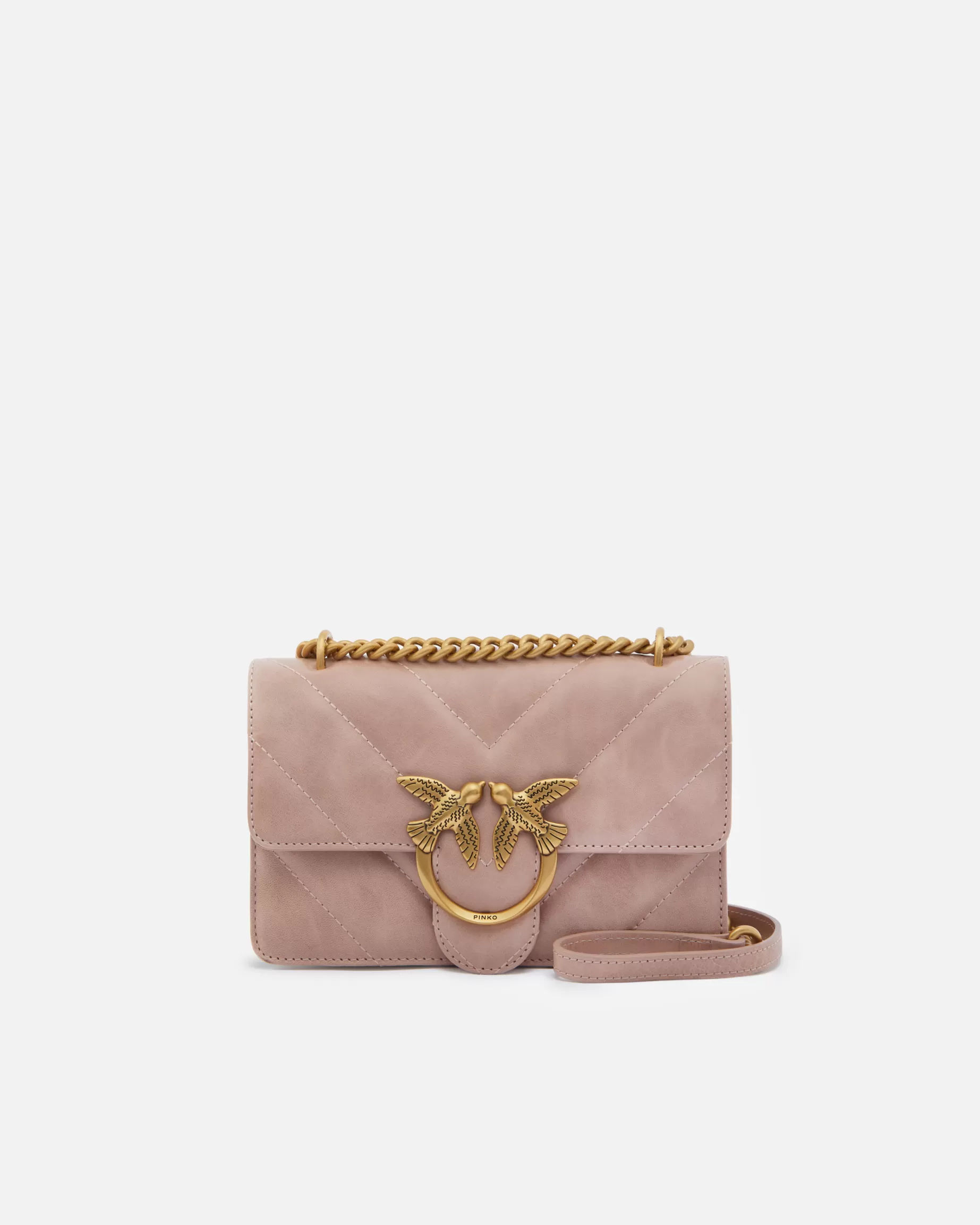 PINKO Nowości | Torebki Przewieszane Przez Ramię | Used-effect leather crossbody Love Bag mini RÓŻOWY/RÓŻANYPYŁ-ANTIQUEGOLD