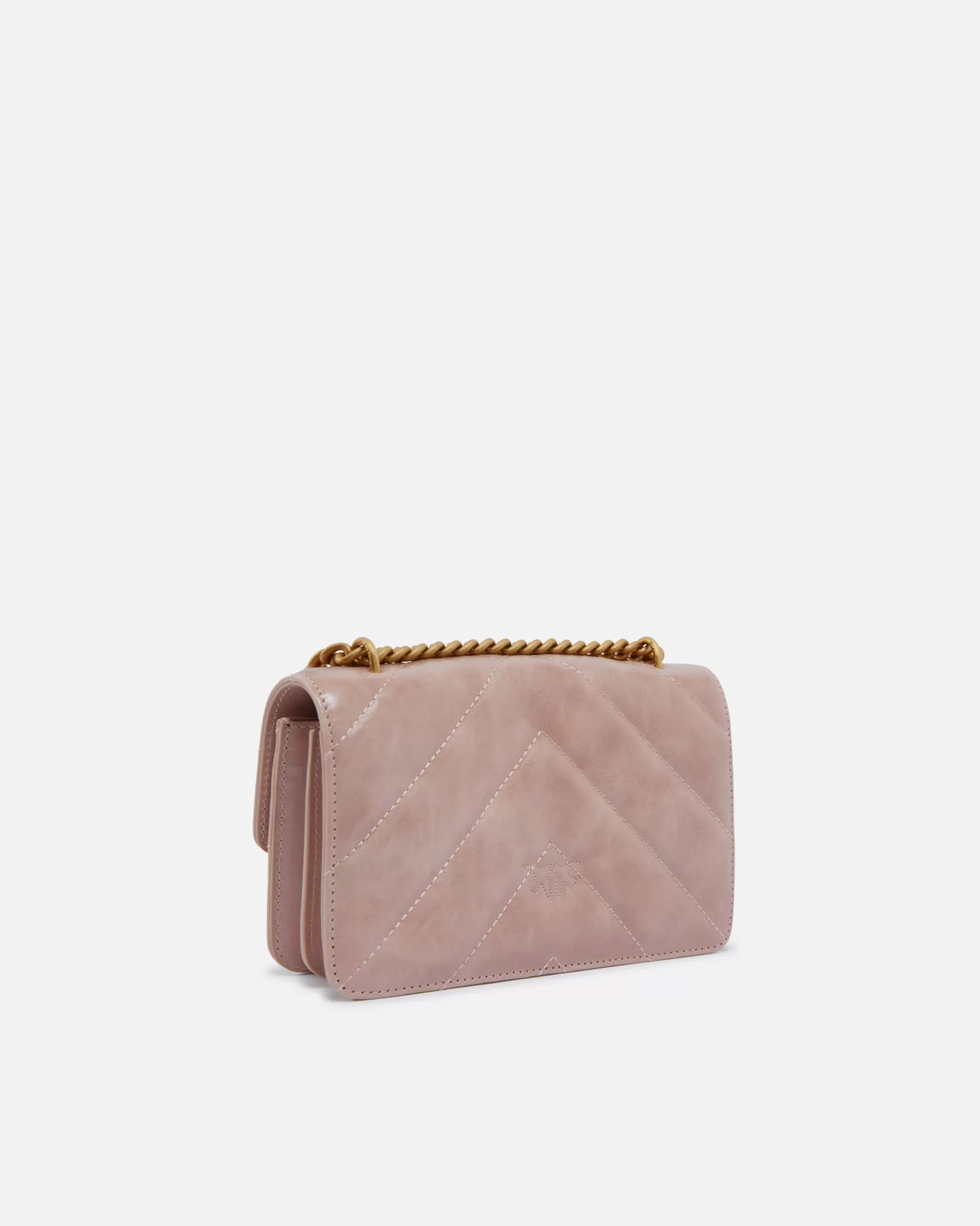 PINKO Nowości | Torebki Przewieszane Przez Ramię | Used-effect leather crossbody Love Bag mini RÓŻOWY/RÓŻANYPYŁ-ANTIQUEGOLD